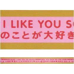 Paper Poetry Taftband Liebe pink-gold 58mm 3m von Rico Design