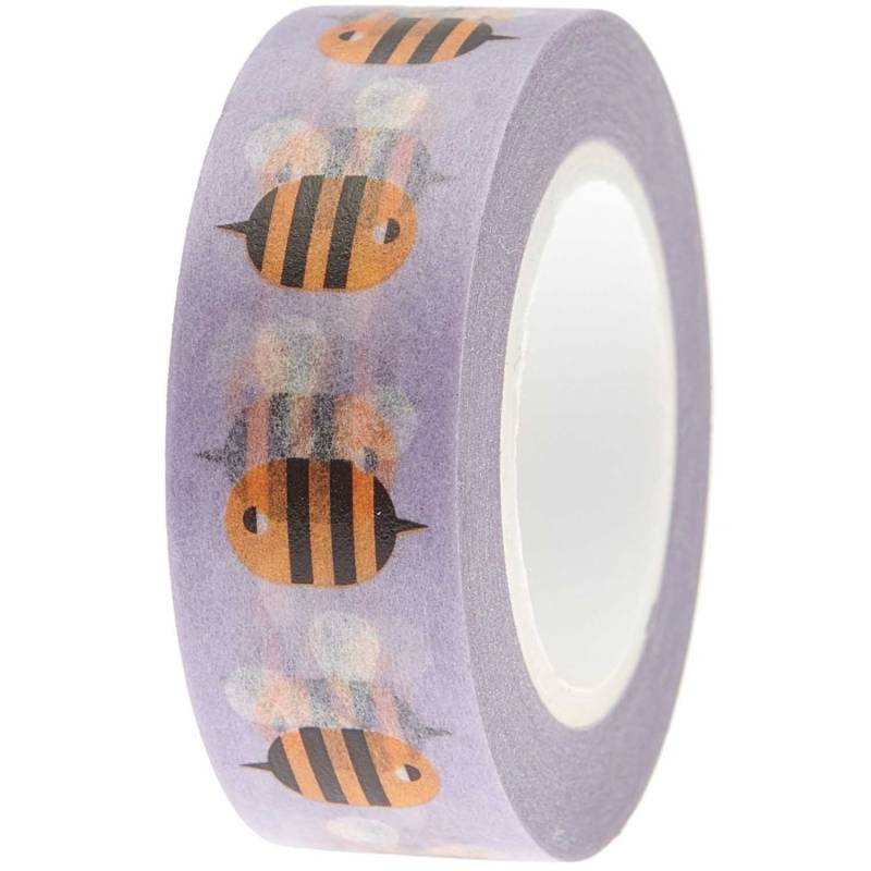 Paper Poetry Tape Bienen lila 15mm 10m von Rico Design