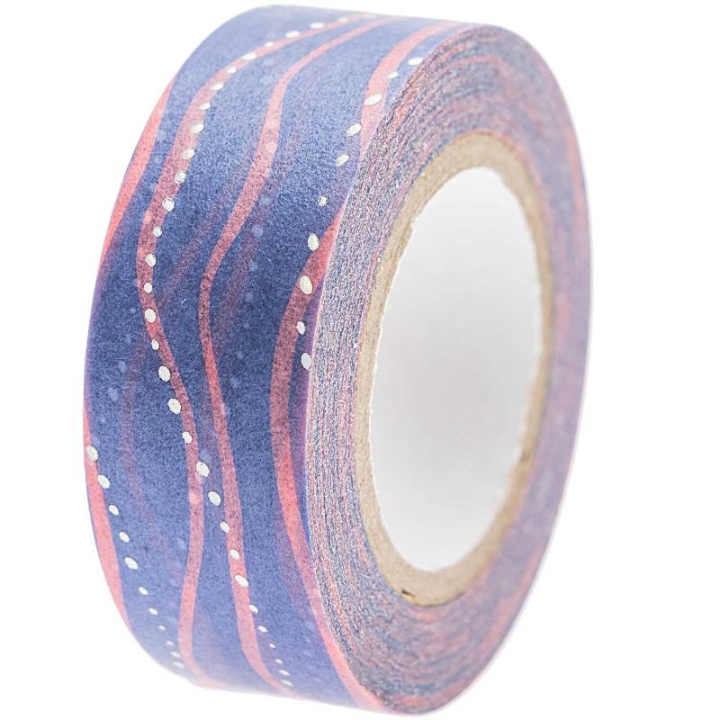 Paper Poetry Tape Mermaid Wellen blau-rosa 1,5cm 10m von Rico Design