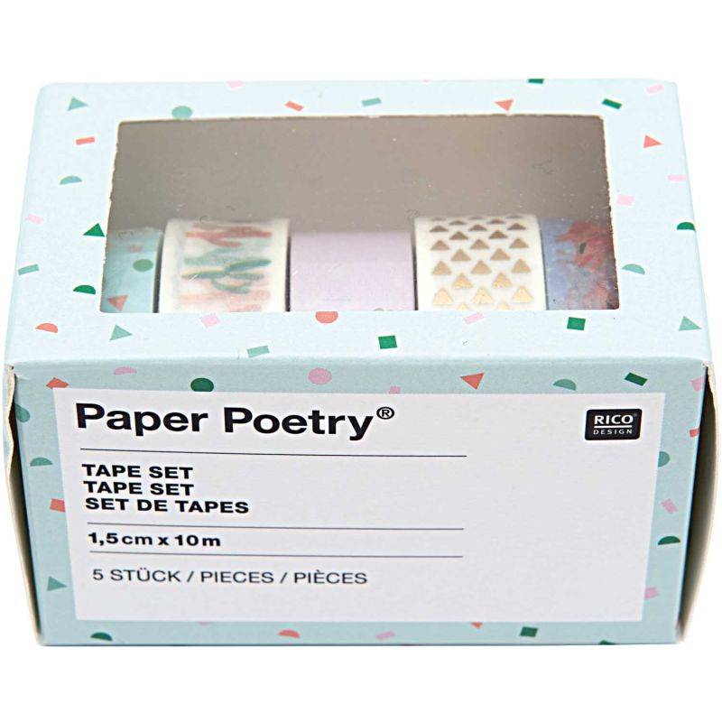 Paper Poetry Tape Set Flamingo 1,5cm 10m 5 Stück von Rico Design