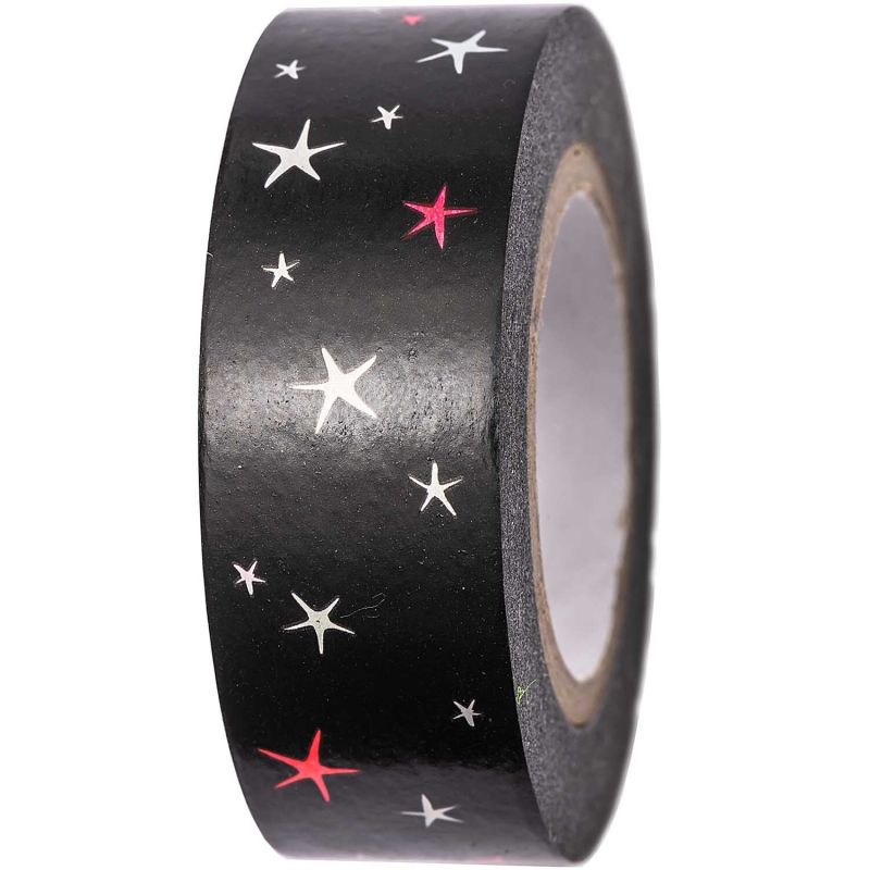 Paper Poetry Tape Sterne schwarz 15mm 10m von Rico Design