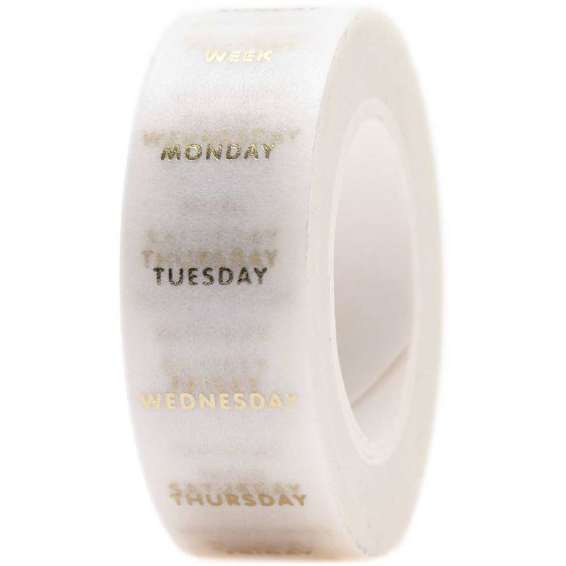 Paper Poetry Tape Wochentage weiß-gold 1,5cm 10m von Rico Design
