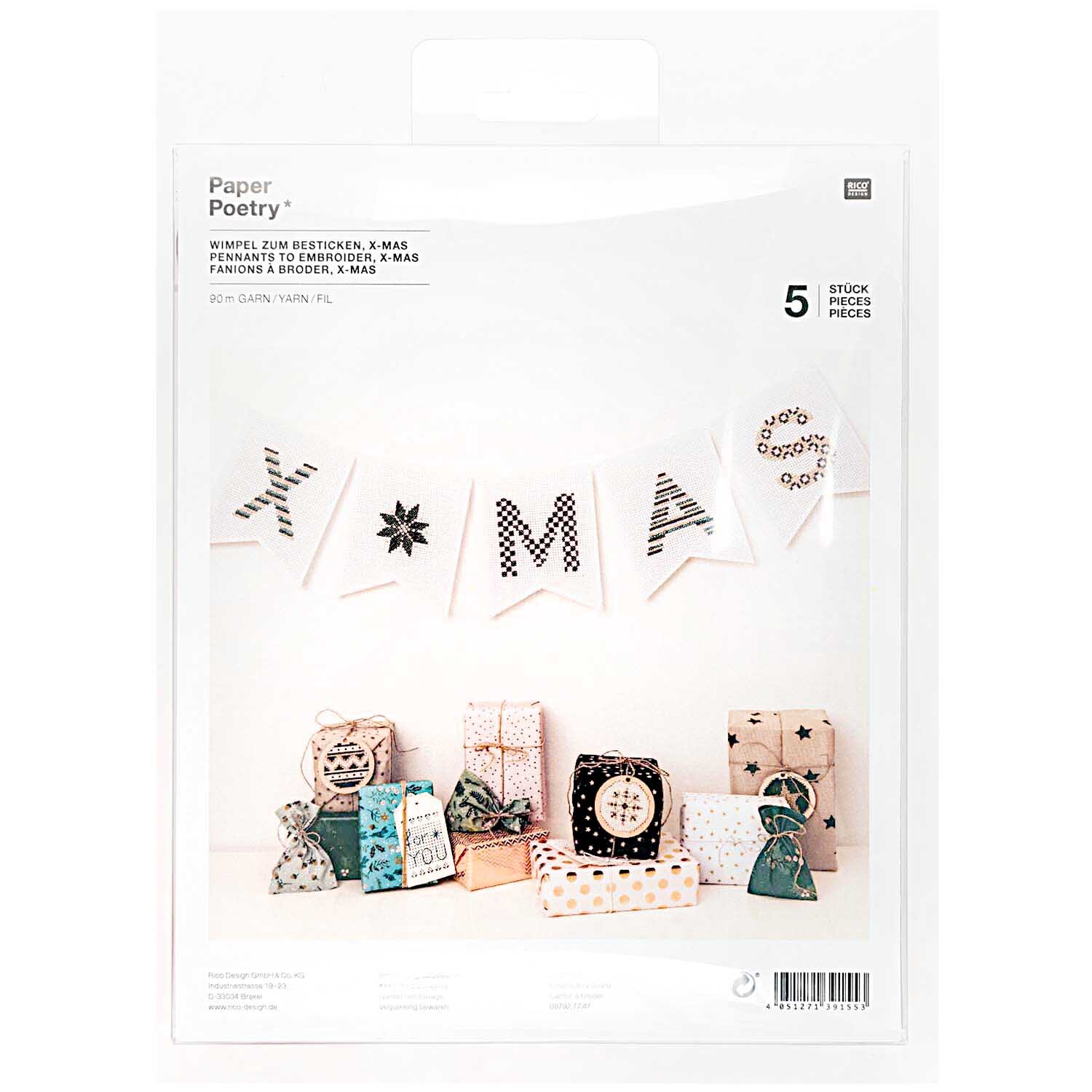 Paper Poetry Wimpel Zum Besticken X-MAS 5 Stück mit Garn Paper Poetry Wimpel Zum Besticken X-MAS 5 Stück mit Garn von Rico Design