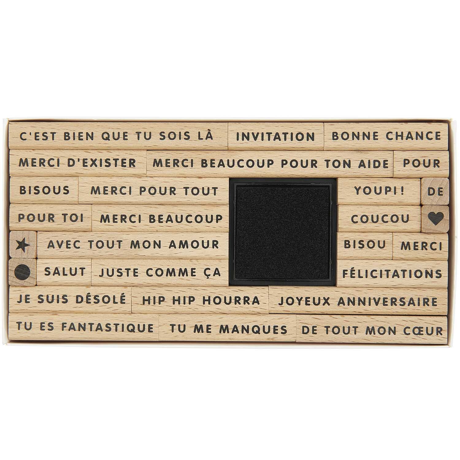 Paper Poetry XL Stempelset Texte Französisch Félicitations von Rico Design