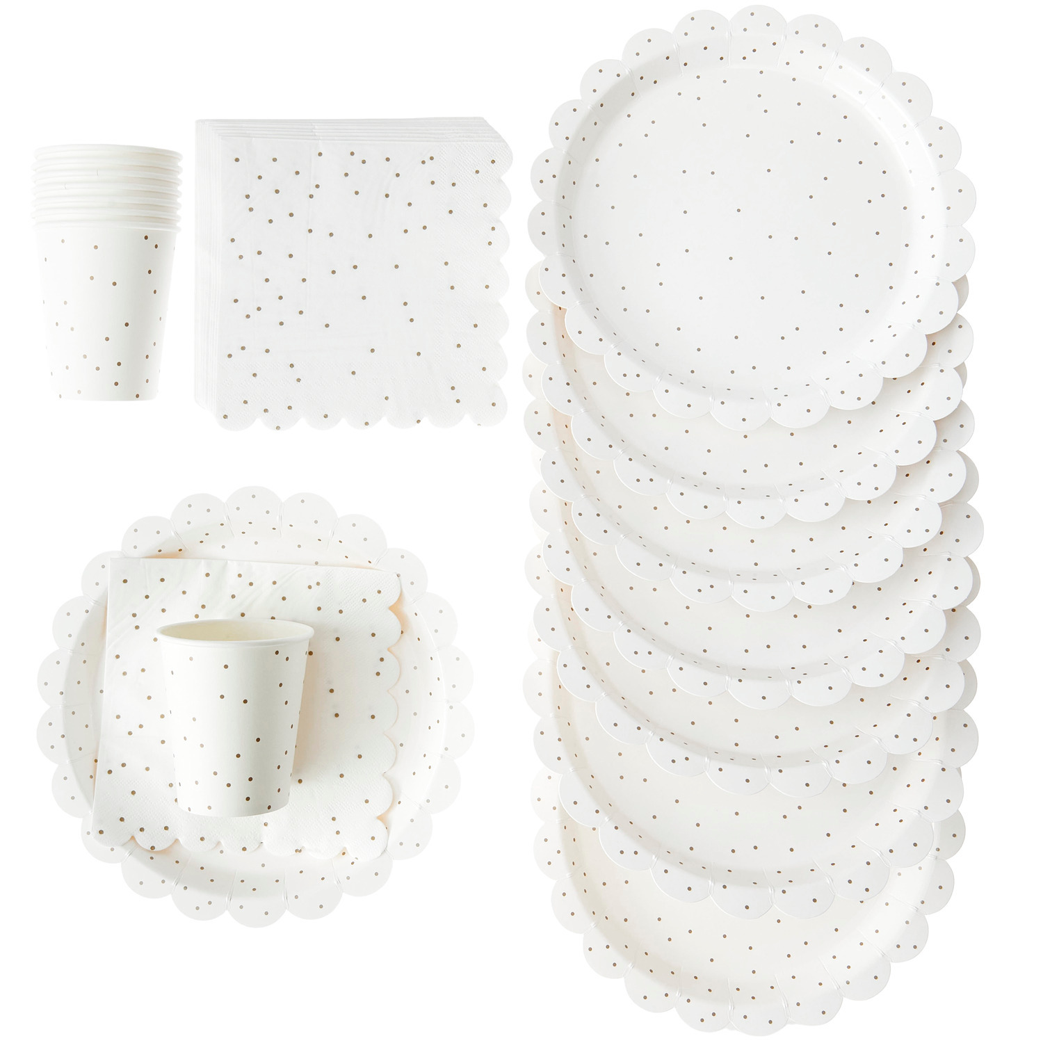 Rico Design Party-Set Punkte Weiß/Gold von Rico Design