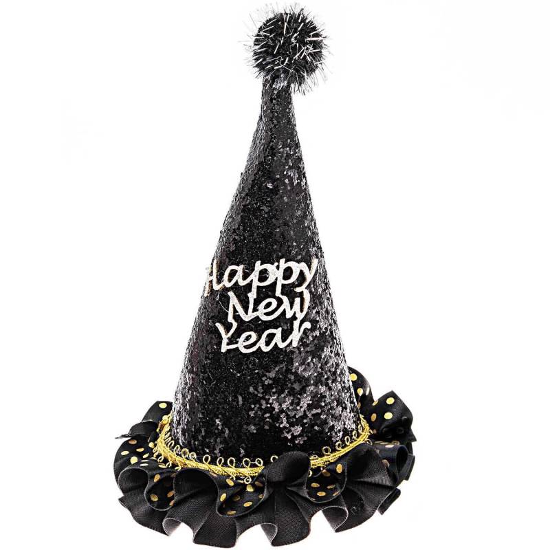 Partyhut Happy New Year Schwarz 11x11x19cm Partyhut Happy New Year Schwarz 11x11x19cm von Rico Design
