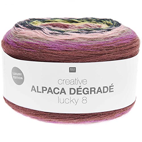 Bobbel Alpaka Wolle Farbverlauf Rico Creative Alpaca Degrade Lucky 8 Color 11, 200g Farbverlaufswolle zum Häkeln oder Stricken von Rico Design