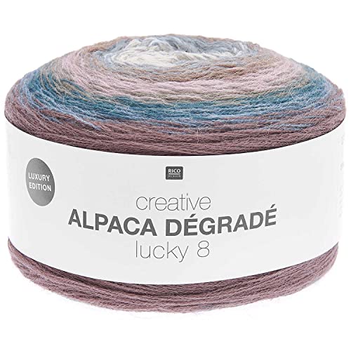 Bobbel Alpaka Wolle Farbverlauf Rico Creative Alpaca Degrade Lucky 8 Winter (13), 200g Farbverlaufswolle zum Häkeln oder Stricken von Rico Design