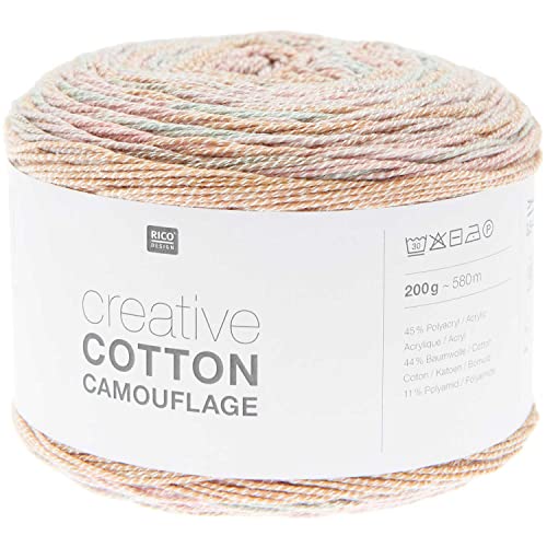 Rico Creative Cotton Camouflage 200g 580m | Bobbel Farbverlaufsgarn Baumwollmischgarn | Sommerwolle zum Stricken und Häkeln (01 dusty sunrise) von Rico Design
