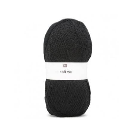 Rico Creative Soft Wool Aran Fb. 018 - schwarz, 100g weiche, Pflegeleichte Wolle schwarz zum Stricken und Häkeln von Rico Design