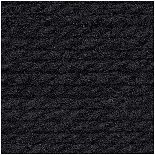 Rico Creative Soft Wool Aran Fb. 018 - schwarz, 100g weiche, Pflegeleichte Wolle schwarz zum Stricken und Häkeln von Rico Design