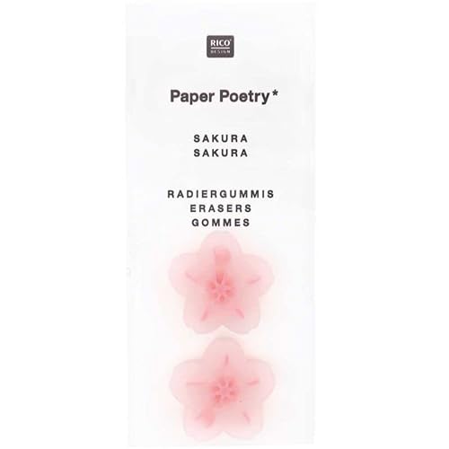 Rico Design 2 transparente Radiergummis in Sakura-Blütenform, Japanischer Frühling von Rico Design