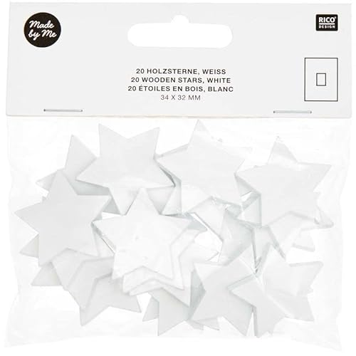 20 Sterne in weißem Holz - 30 mm von Rico Design