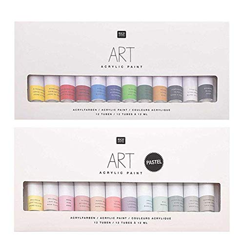 Acrylfarben-Set - Pastell 12 x 12 ml + Basic 12 x 12 ml von Rico Design