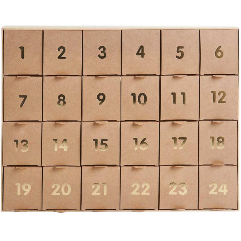 Rico Design Adventskalender zum Befüllen 36,5x29x6cm Kraftpapier-Gold von Rico Design
