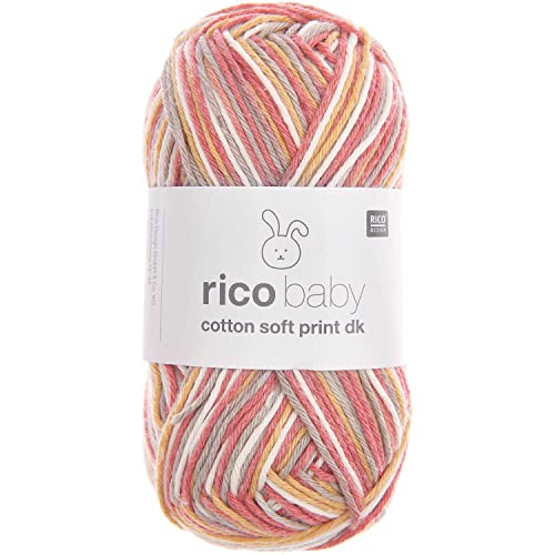 Rico Design Baby Cotton Soft Print dk azalee-gelb (032), Babywolle mehrfarbig zum Stricken und Häkeln von Rico Design