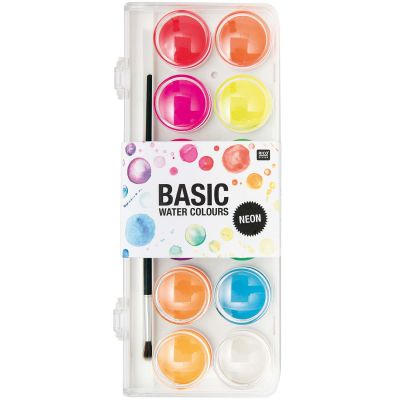 Basic Neon Water Colours Wasserfarbkasten 12 Farben von Rico Design