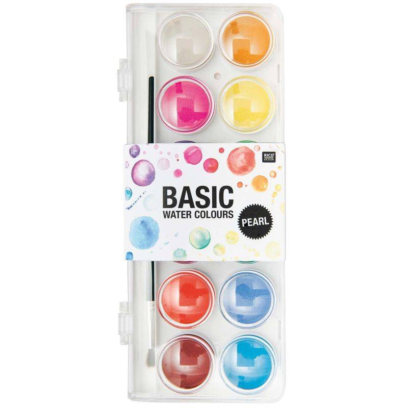 Basic Pearl Water Colours Wasserfarbkasten 12 Farben von Rico Design