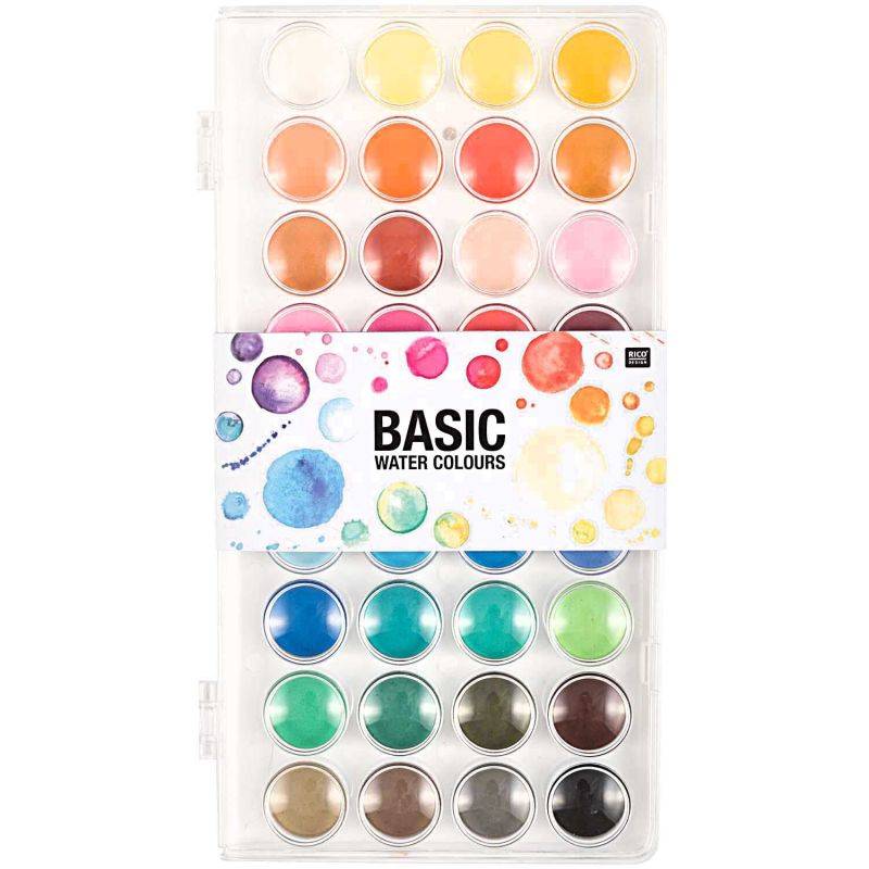 Basic Water Colours Wasserfarbkasten 36 Farben von Rico Design