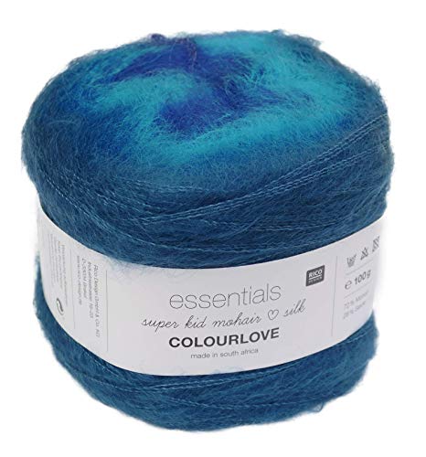 Rico Design Colourlove super Kid Mohair Silk, Farbverlaufgarn, Bobbel, Farbe blau/türkis von Rico Design