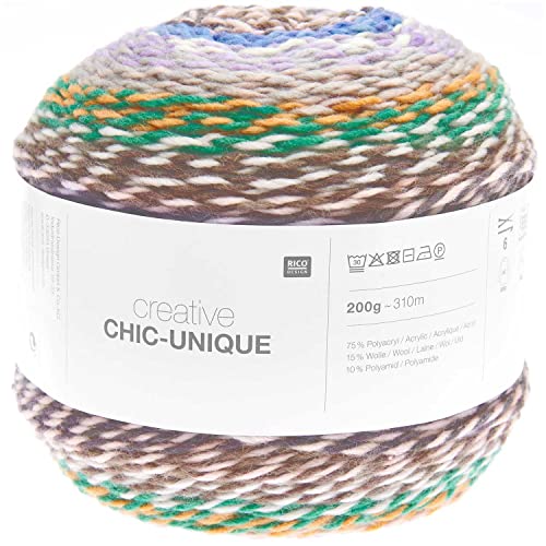 Rico Design Creative Chic-Unique Bobbel Farbverlaufswolle Nadelstärke 6 mm zum Stricken und Häkeln, 200g (15 winter) von Rico Design