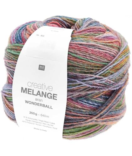 Rico Creative Melange Aran Wonderball Fabe 18, Farbverlaufswolle Nadelstärke 5 mm zum Stricken oder Häkeln, Wolle 200g Knäuel von Rico Design