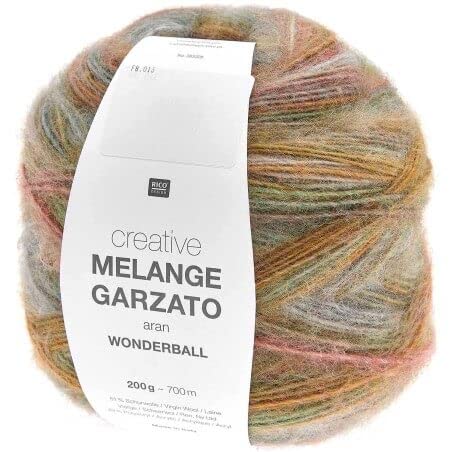 Rico Design Creative Melange Garzato Aran Wonderball Fabe 13, Farbverlaufswolle Nadelstärke 5 mm zum Stricken oder Häkeln, Wolle 200g Knäuel, 13 - Grün / Lachs Rico Design Creative Melange Garzato Aran Wonderball Fabe 13, Farbverlaufswolle Nadelstärke 5 mm zum Stricken oder Häkeln, Wolle 200g Knäuel, 13 - Grün / Lachs von Rico Design