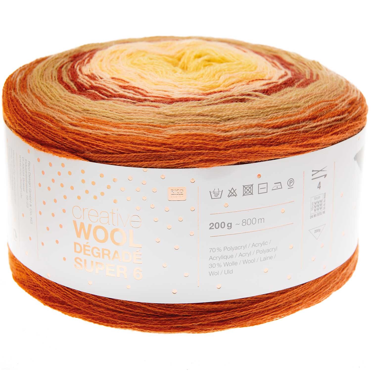 Rico Design Creative Wool Dégradé Super6 200g 800m rot-senf Rico Design Creative Wool Dégradé Super6 200g 800m rot-senf von Rico Design