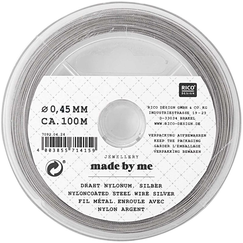 Draht silber 0,45mm 100m Nylon ummantelt Draht silber 0,45mm 100m Nylon ummantelt von Rico Design