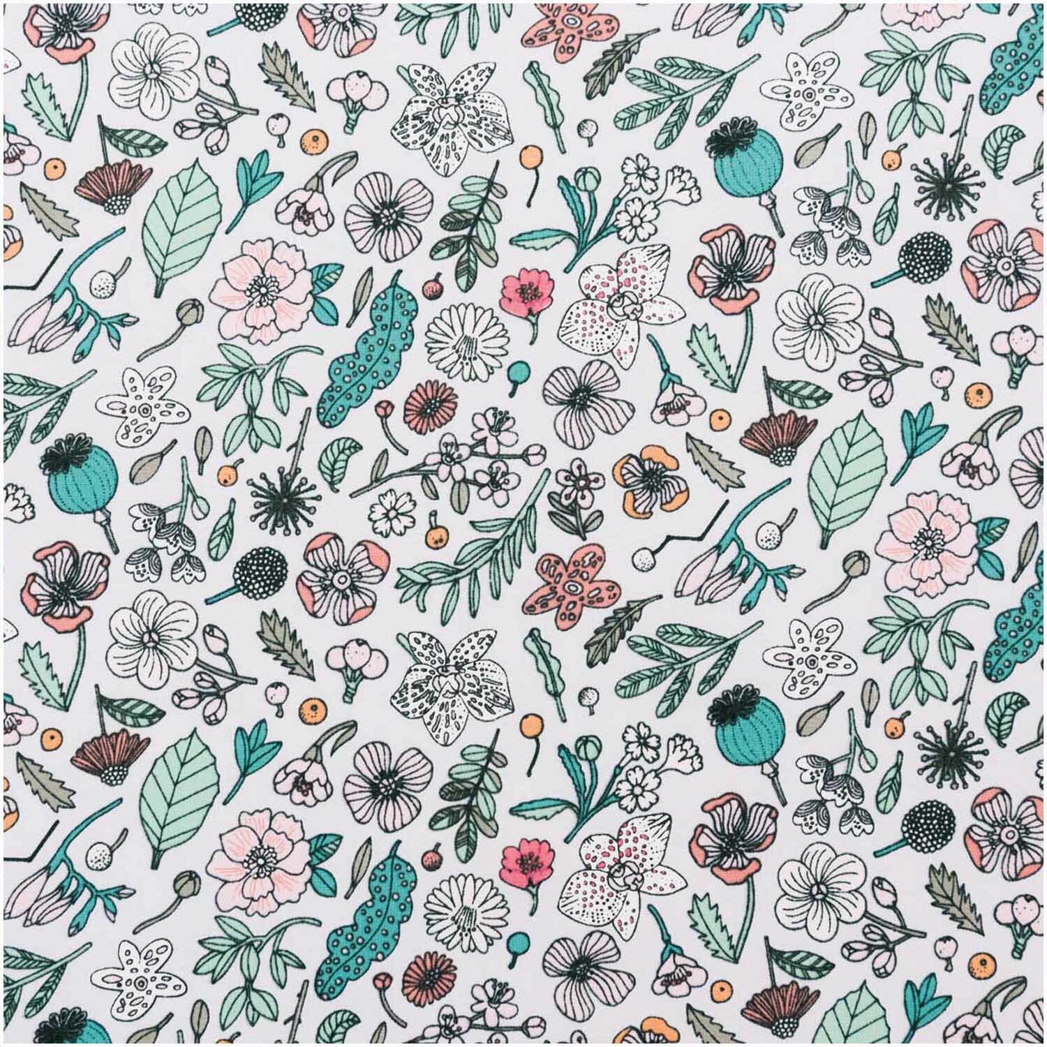 Druckstoff Hygge Blumen flieder-neon 140cm von Rico Design