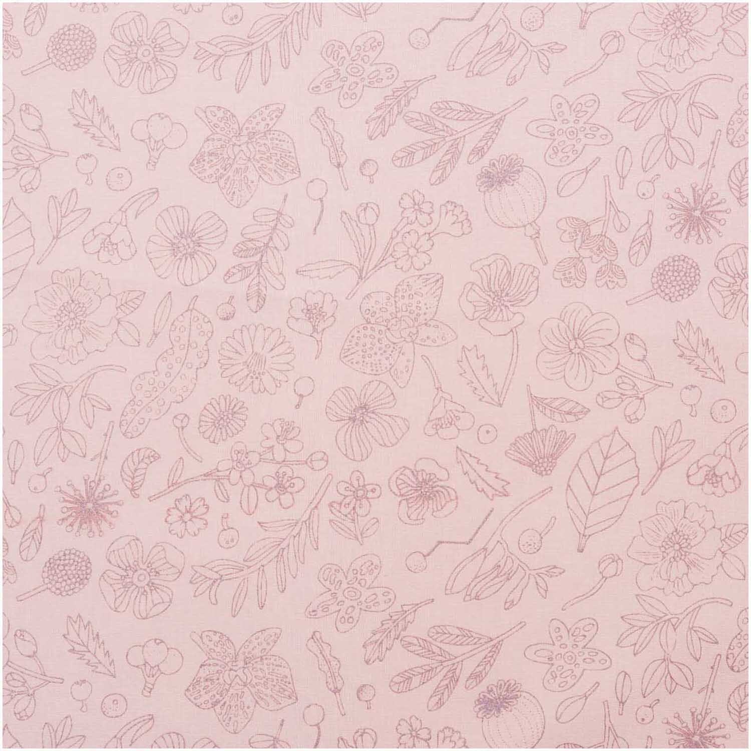 Druckstoff Hygge Blumen rosa-metallic 140cm von Rico Design