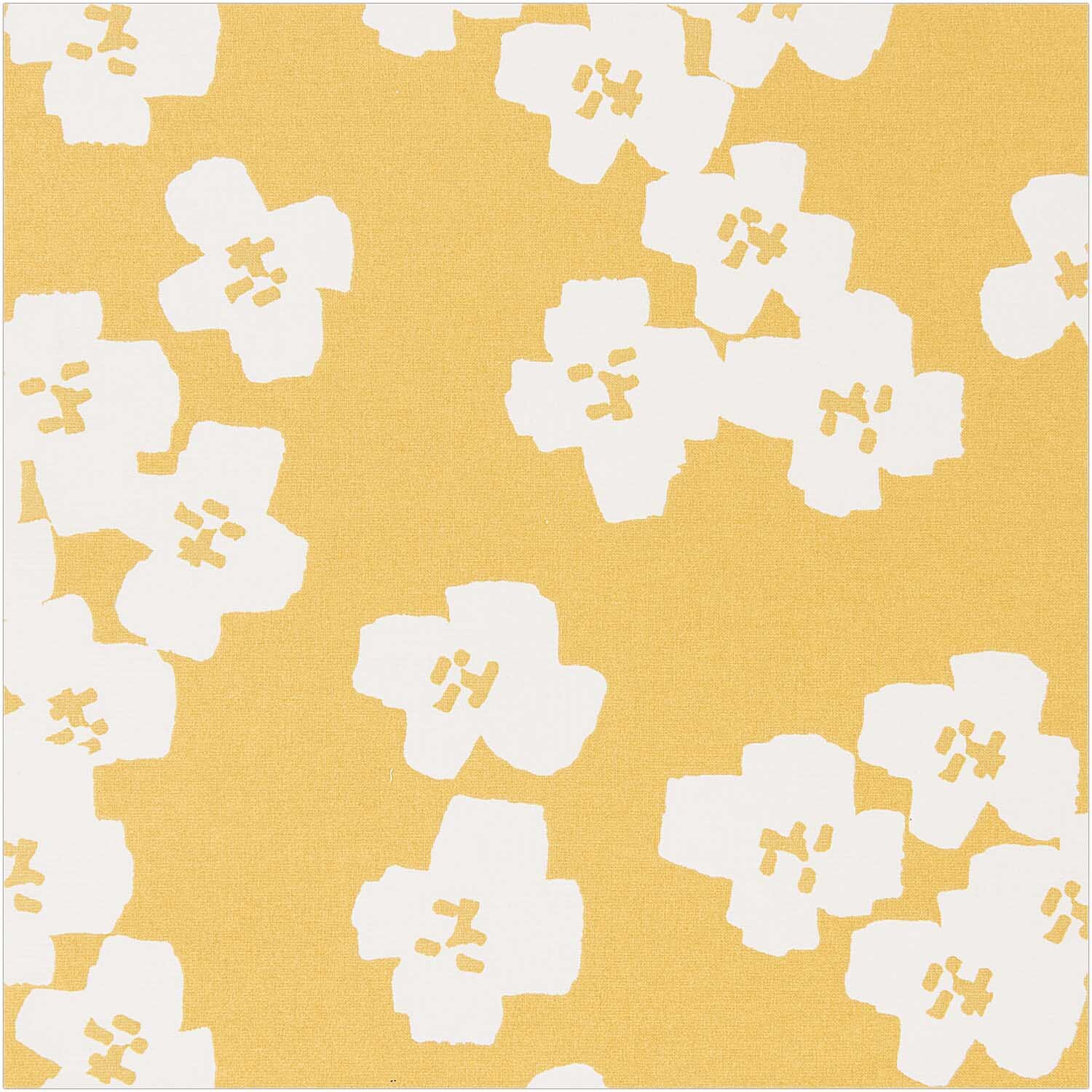 Druckstoff Okina Hana Blumen senfgelb-hellgrau 140cm beschichtet von Rico Design