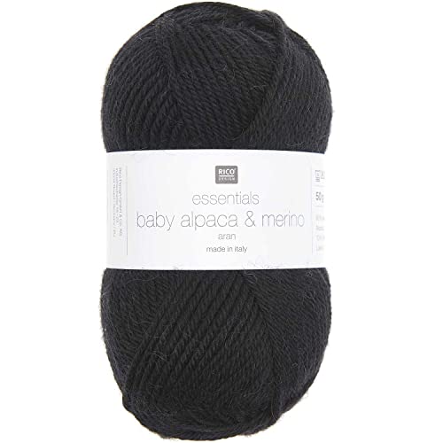 Rico Design Essentials Baby Alpaca & Merino Aran aus Baby Alpakawolle und Merinowolle (12 schwarz) von Rico Design
