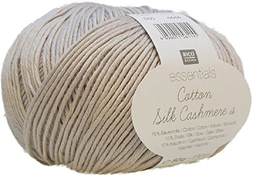 Rico-Design Essentials Cotton Silk Cashmere dk 50 g zum Häkeln und Stricken - neues Sommergarn mit Baumwolle Seide und Kaschmir (005 natur) von Rico Design