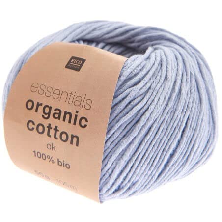 Rico Design Essentials Organic Cotton DK Bio Baumwolle Baumwollgarn zum Stricken oder Häkeln (15 Dove Blue) von Rico Design