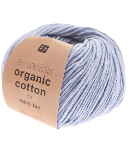 Rico Design Essentials Organic Cotton DK Bio Baumwolle Baumwollgarn zum Stricken oder Häkeln (15 Dove Blue) von Rico Design