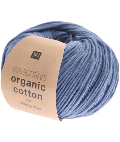 Rico Design Essentials Organic Cotton DK Bio Baumwolle Baumwollgarn zum Stricken oder Häkeln (16 Blue) von Rico Design