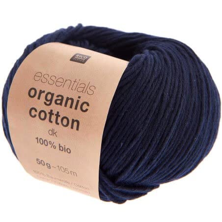 Rico Design Essentials Organic Cotton DK Bio Baumwolle Baumwollgarn zum Stricken oder Häkeln (17 Navy Blue) von Rico Design