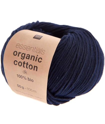 Rico Design Essentials Organic Cotton DK Bio Baumwolle Baumwollgarn zum Stricken oder Häkeln (17 Navy Blue) von Rico Design