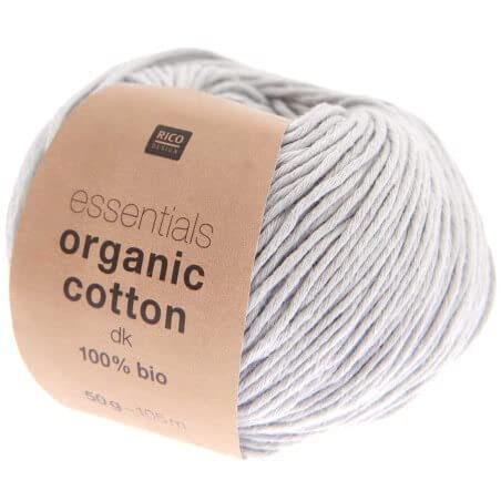 Rico Design Essentials Organic Cotton DK Bio Baumwolle Baumwollgarn zum Stricken oder Häkeln (18 Silver Grey) von Rico Design
