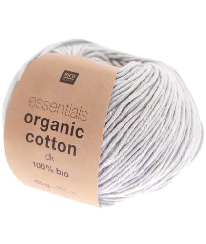 Rico Design Essentials Organic Cotton DK Bio Baumwolle Baumwollgarn zum Stricken oder Häkeln (18 Silver Grey) von Rico Design