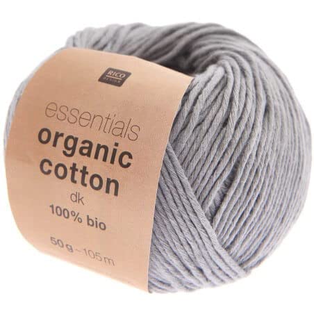 Rico Design Essentials Organic Cotton DK Bio Baumwolle Baumwollgarn zum Stricken oder Häkeln (19 Grey) von Rico Design