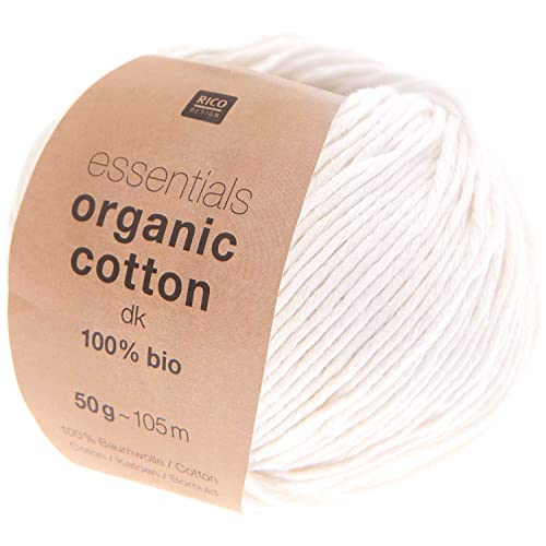 Rico Design Essentials Organic Cotton DK Farbe 01, Bio Baumwolle Baumwollgarn zum Stricken oder Häkeln von Rico Design