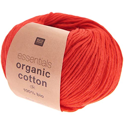 Rico Design Essentials Organic Cotton DK Farbe 08, Bio Baumwolle Baumwollgarn zum Stricken oder Häkeln von Rico Design