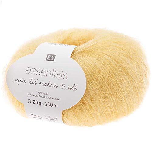 Rico Design Essentials Super Kid Mohair Loves Silk, Lacegarn aus Super Kid Mohair & Seide zum Stricken und Häkeln, Lacewolle Nadelstärke 4,5 mm (047 vanille, 25) von Rico Design