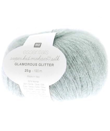 Rico Design Essentials Super Kid Mohair Loves Silk Glamorous Glitter-Strickgarn, luxuriös, weich und kreativ, 25 g, Farbe: 05 Aqua von Rico Design