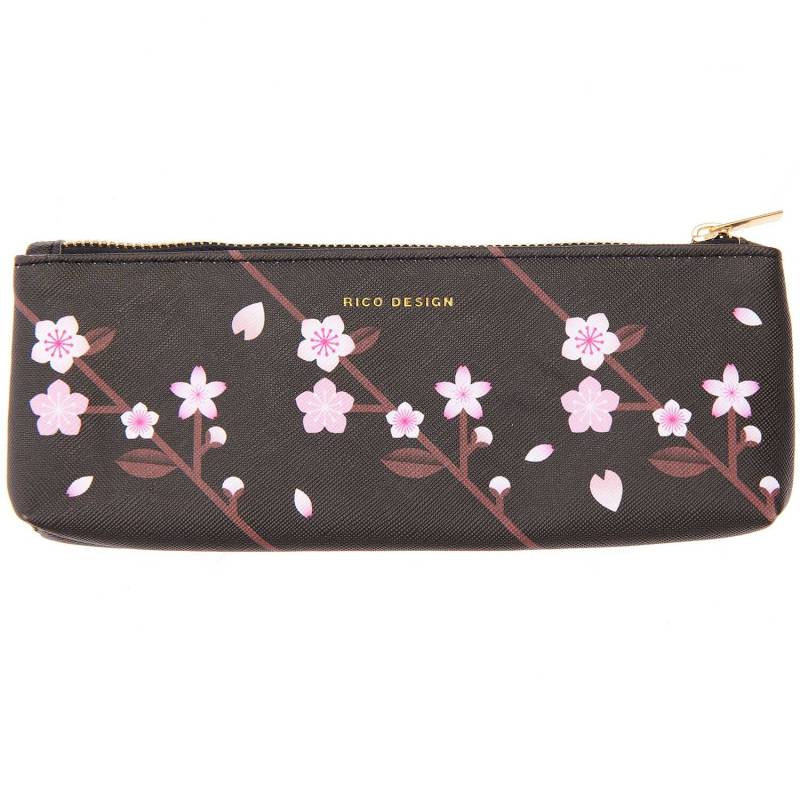 Etui Kirschblüten schwarz 20x6,5cm von Rico Design