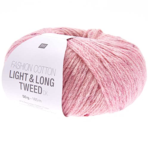 Rico Design Fashion Cotton Light & Long Tweed dk Farbe 17 bonbon, weiches Baumwollmischgarn mit Tweedeffekt zum Stricken oder Häkeln, 50g von Rico Design