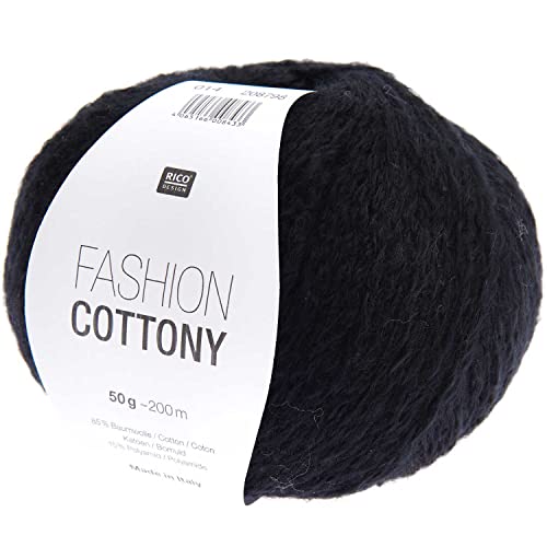 Rico Design Fashion Cottony Schwarz (014), weiches Baumwollmischgarn, Sommerwolle zum Stricken oder Häkeln von Rico Design