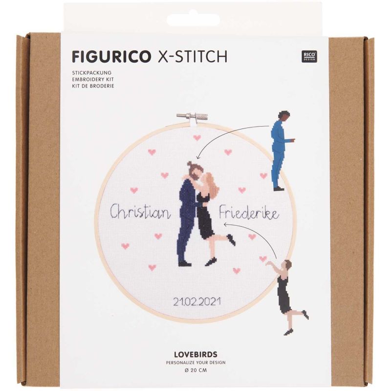 Figurico Stickpackung Lovebirds 20cm von Rico Design